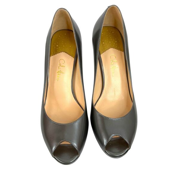 COLE HAAN x Nike Air Peep Toe Leather Pumps 3.5 inch heel in Metallic Gray Sz 8B - Picture 3 of 8